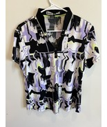 Jamie Sadock Polo Golf Tennis Pickleball Size M Purple Black White Graph... - $440.53 MXN