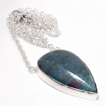 Ruby Fuchsite Gemstone Ethnic Christmas Gift Chain Pendant Jewelry 1.60&quot; SA 385 - £5.18 GBP