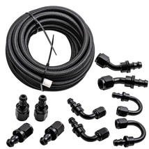 6AN 20FT Stainless Steel Braided Fuel Line &amp; 10x Push Lock Fitting Hose ... - £107.72 GBP