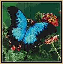 The Blue Butterfly ~~ counted cross stitch pattern PDF - £15.69 GBP