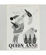 Vtg 1960&#39;s Queen Anne Scotch Whisky Santa Claus Christmas Holiday Art Pr... - $121.76 MXN