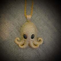3Ct Round Cut Diamond Octopus Emoji Pendant 14K Yellow Gold Finish Without Chain - £103.87 GBP