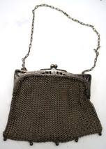Vtg German Silver Mesh Flapper Purse Handbag 1920&#39;s Metal Woven Clutch - $59.99