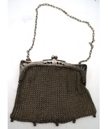 Vtg German Silver Mesh Flapper Purse Handbag 1920&#39;s Metal Woven Clutch - $59.99