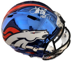 Terrell Davis signed Denver Broncos Riddell FS Rep Blue Chrome Helmet HOF 17- Ra - £281.26 GBP