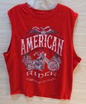 American Rider Powered by Freedom Tank top XL Men red motorcycle bike flags - $10.29