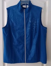 Zenergy Chico&#39;s Vest Sz. 1 (Medium) Royal Blue Rhinestone Embellished Zip Front - £14.78 GBP