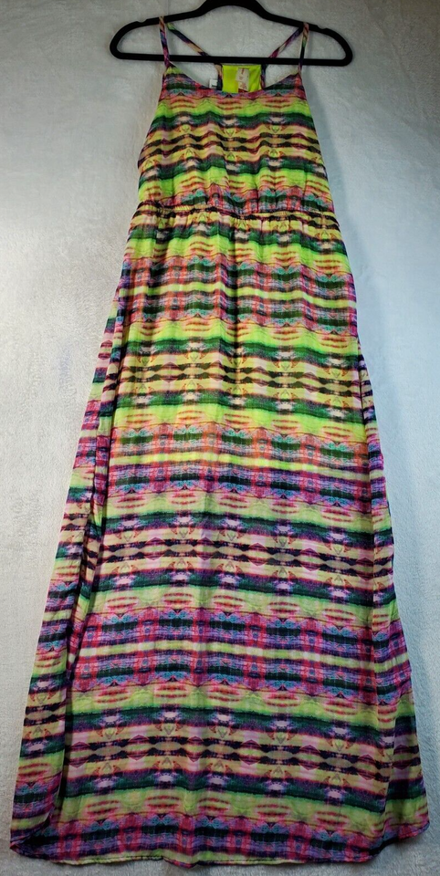 No Boundaries Long Maxi Dress Womens Medium Multi Striped Sleeveless Rou... - $14.79