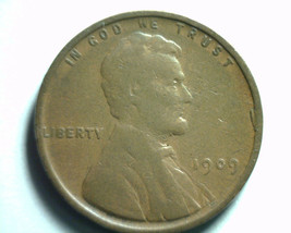 1909 Vdb Retaining Cud 3 O' Clock Obv Lincoln Cent Penny Very Fine+ Vf+ Original - $19.00
