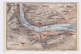 1911 Original Antique Map Of Vicinity Of Bingen Rudesheim Rhine / Germany - £16.85 GBP