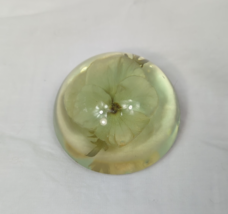 W. Rolfe Vintage MCM Half sphere dried pansy flower paper weight Acrylic... - $14.84