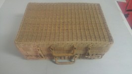 Vintage Woven Briefcase Style Picnic Basket Wicker - £23.96 GBP