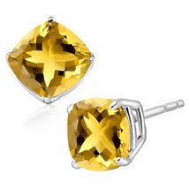 5MM Cushion Cut Citrine 1.1CTW Stud Earrings in Sterling Silver - $38.35