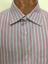 Ermenegildo Zegna 1XB Blue Red Striped Long-Sleeve Cotton Shirt - £30.04 GBP