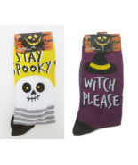 Gertex Womens Halloween Socks 5-10 Shoe Gray Purple Spooky Ghost Witch 2... - £8.89 GBP