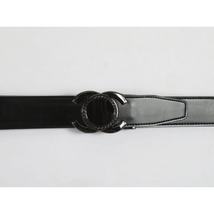 Men VALENTINI Leather Track Belt Medallion Fancy Designer V533-B Black image 3
