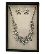 K&amp;M Designs Costume Jewelry Cubic Zirconia Flowers Necklace &amp; Stud Earri... - $18.70 CAD
