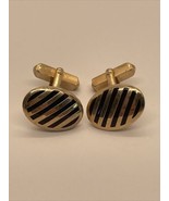 Vintage Swank Gold Tone Red Striped Cuff Links Bar Fashion Jewelry KG - $370.47 MXN
