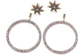 North star crystal ear jacket hoop earrings - £9.49 GBP