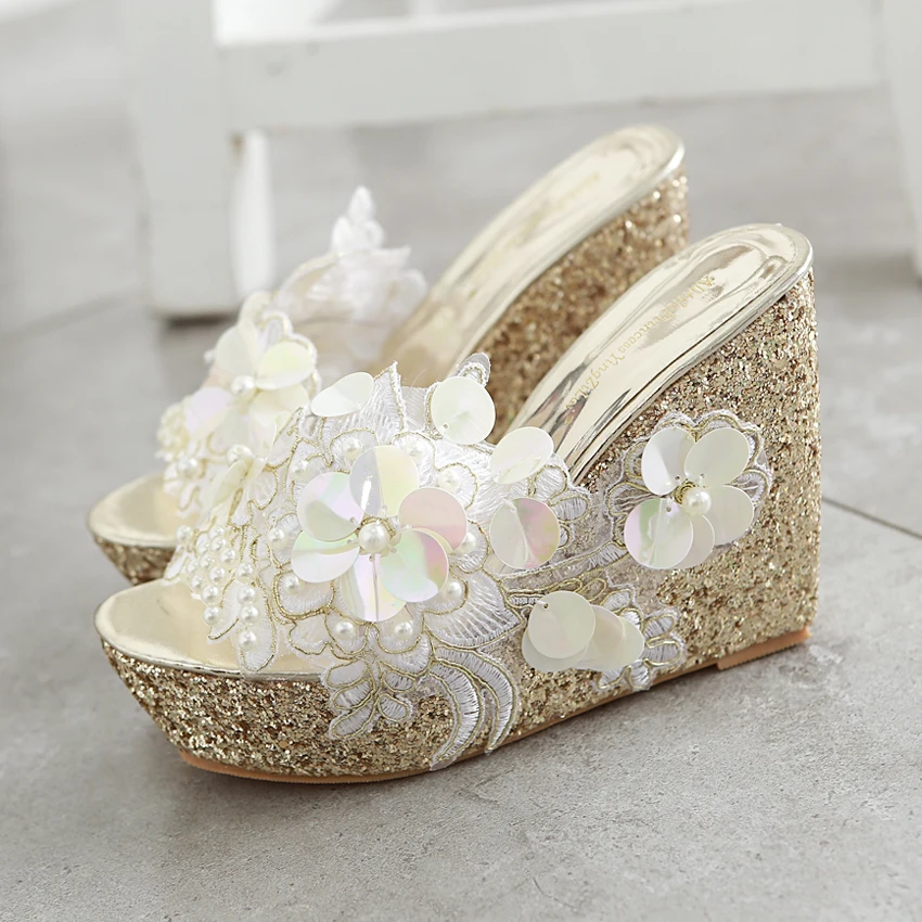 2024 Womens Flowers  s Clear Slippers Platform Wee Super High Heel 12CM ... - $73.88