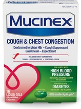 Mucinex Cough And Chest Congestion for People with High Blood  16 Liquid... - $180.74 MXN