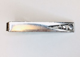 Vintage Tie Bar Clip Silver Tone Art Deco Design MCM Era Unsigned Circles - £7.99 GBP