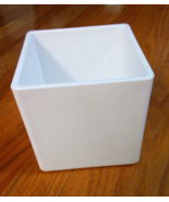 5&quot; cube square thick white plastic planter flowerpot holder vase - $13.56 CAD