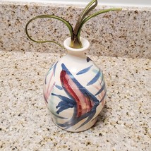 Studio Pottery Vase with Fish design, Vintage Hart 1993, Ceramic Air Plant Vase