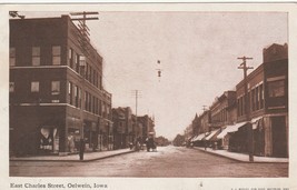 Postcard East Charles Street Oelwein Iowa Storefronts Horse &amp; Buggy - £6.34 GBP