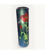 Poppy Bee Tumbler Hand Painted Epoxy Stainless Steel Skinny 30 Oz Gift O... - $121.52