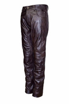 Men&#39;s Brown Soft Genuine Leather Stylish Fashion Tailor  Breeches BLUF L... - $129.99