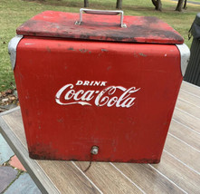 Vint Coca Cola Coke Cooler Metal Cooler W/Tray TempRite Collectible 18x12x16.5” - £205.74 GBP