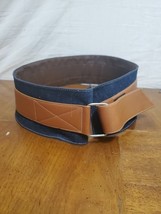 Moda International Denim Leather Extra Wide Belt Size Medium 38 Inches - $547.86 MXN