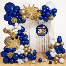145Pcs Royal Blue And Gold Balloons, Graduation Decorations Class Of 2023 Navy B - £20.77 GBP