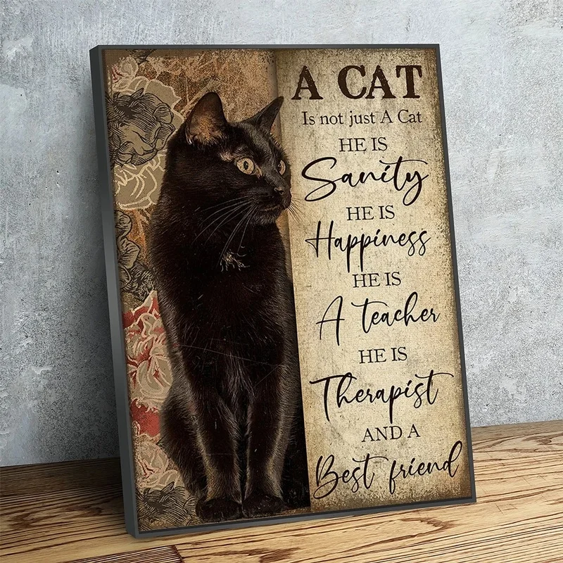 A Cat Is Not Just A Cat Poster Vintage Black Cat Canvas Paintings, Murals, - £10.69 GBP+