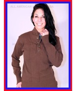 DISCONTINUED WWII WW2 100% ACRYLIC OD BROWN 5 BUTTON SWEATER MILITARY AL... - £19.01 GBP