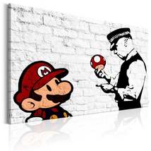 Tiptophomedecor Stretched Canvas Street Art - Banksy: Mario On Brick - Stretched - $99.99+