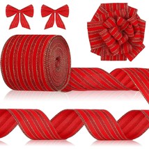 Christmas Wired Velvet Ribbon With Gold Edge, Velvet Ribbon Wrapping Vel... - £33.40 GBP