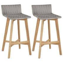vidaXL Bar Chair Set of 2 Brown Solid acacia wood Standard Footrest - $274.26 CAD