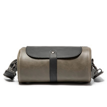 Men&#39;s Classic Large Capacity Cylinder Bag Crazy Horse PU Leather Men&#39;s Small Sho - £30.05 GBP