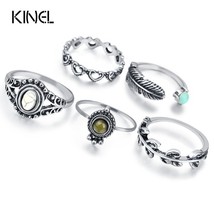 Luxury Knuckle Rings For Women Colorful 5pcs/Ste Retro Midi Ring Mixed Size Fash - £6.12 GBP