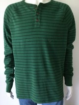 New Aeropostale Men&#39;s Waffle Knit Long Sleeve Striped Shirt, Green (Size L) - £15.64 GBP