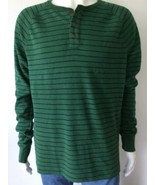 NEW AEROPOSTALE Men&#39;s Waffle Knit Long Sleeve Striped Shirt, Green (Size L) - £15.64 GBP