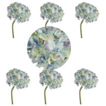 Set of 6 Almost Real Blue Tingled Hydrangea Flower - 14 Inches, Perfect for Home - £38.10 GBP