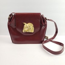 Equestrian Horse Head Bag Maroon Crossbody Purse  - £34.04 GBP