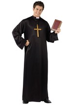 Fun World Men&#39;s Adult Priest Costume Black Standard One Size Fits Most - £15.11 GBP