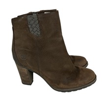 Timberland Boots Womens 8.5 Brown Leather Waterproof Block Heels Zip Up ... - £35.54 GBP