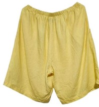 Flax Jeanne Engelhart YELLOW Size Medium Linen Shorts w/ Pockets BOHEMIAN  - £19.66 GBP