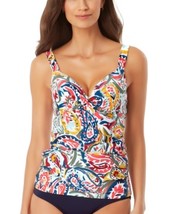 Anne Cole Signature Womens Watercolor Paisley Twist Underwire Tankini Top - £37.80 GBP