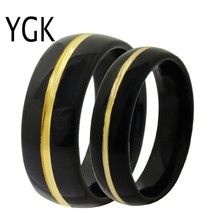 Jewelry Love Forever Ring Black Dome Golden Line New Tungsten Ring Tungsten Wedd - £29.20 GBP